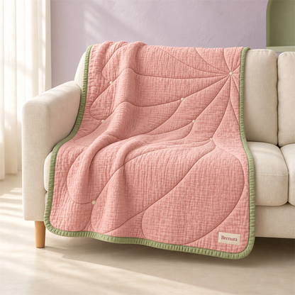 Brenura Blush Wave Quilt matching styled room view